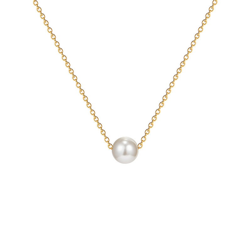 Women's Korean-Style Simple Pearl Necklace Ins Trendy Personal Influencer Clavicle Chain Niche Temperament Non-Fading Necklace Jewelry