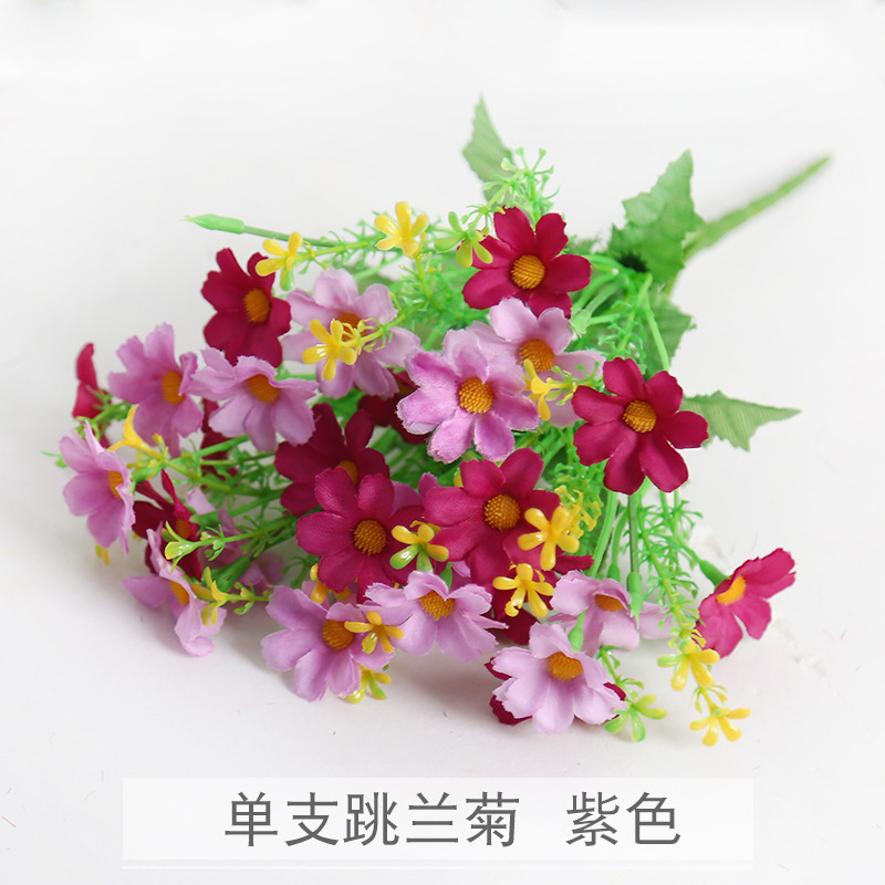 Artificial Flower Jumping Orchid Chrysanthemum High-Grade Daisy Fake Flower Wedding Flower Decoration Home Artificial Silk Cloth Factory Wholesale