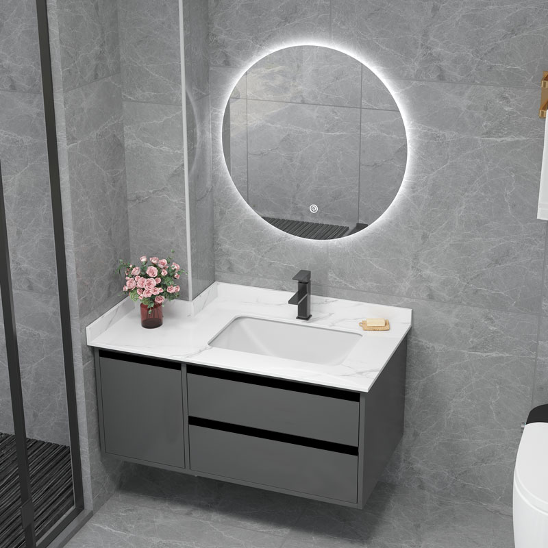 k8轻奢岩板一体盆定 制浴室柜组合定 制切角卫生间洗脸洗手池洗漱