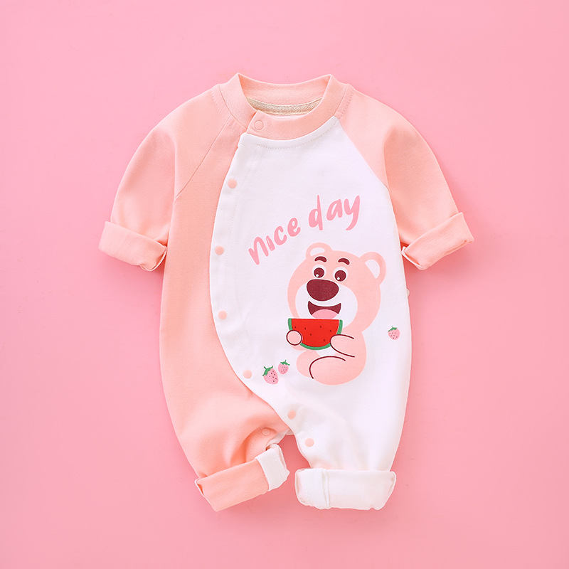 Baby Clothes Pure Cotton Spring and Autumn Men's and Women's Baby Jumpsuit Newborn Cute Super Cute Long Sleeve Outing Romper Thin