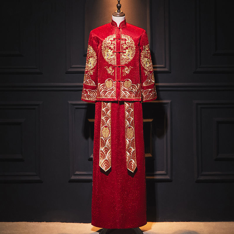 新郎礼服红色唐装