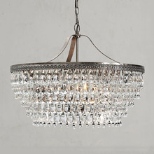 美式客厅圆形铁艺复古水晶灯北欧水滴吊灯个性创意餐厅别墅吊灯具