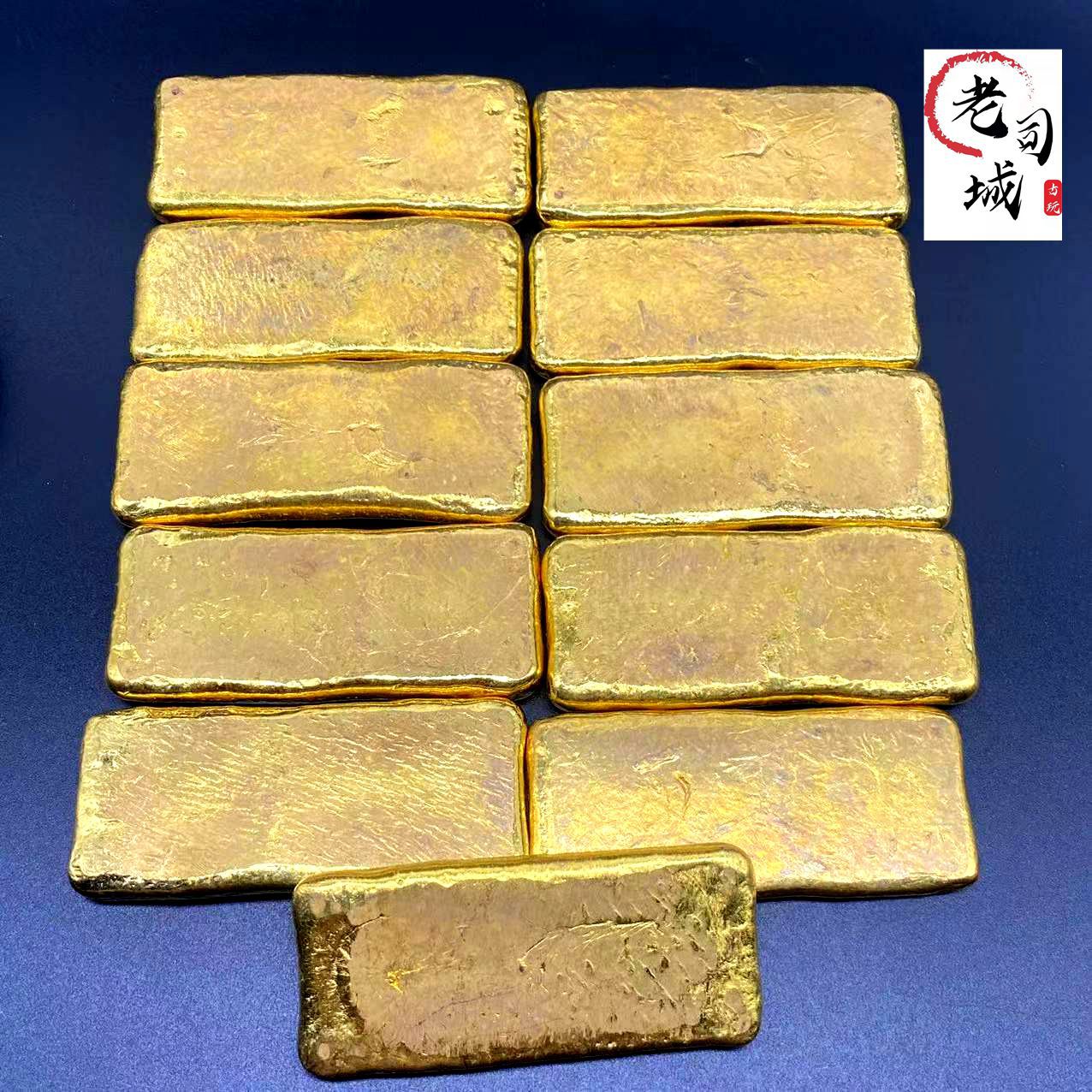 古玩杂项仿古纯铜鎏金金锭金条金饼金元宝家居招财装饰礼品摆件