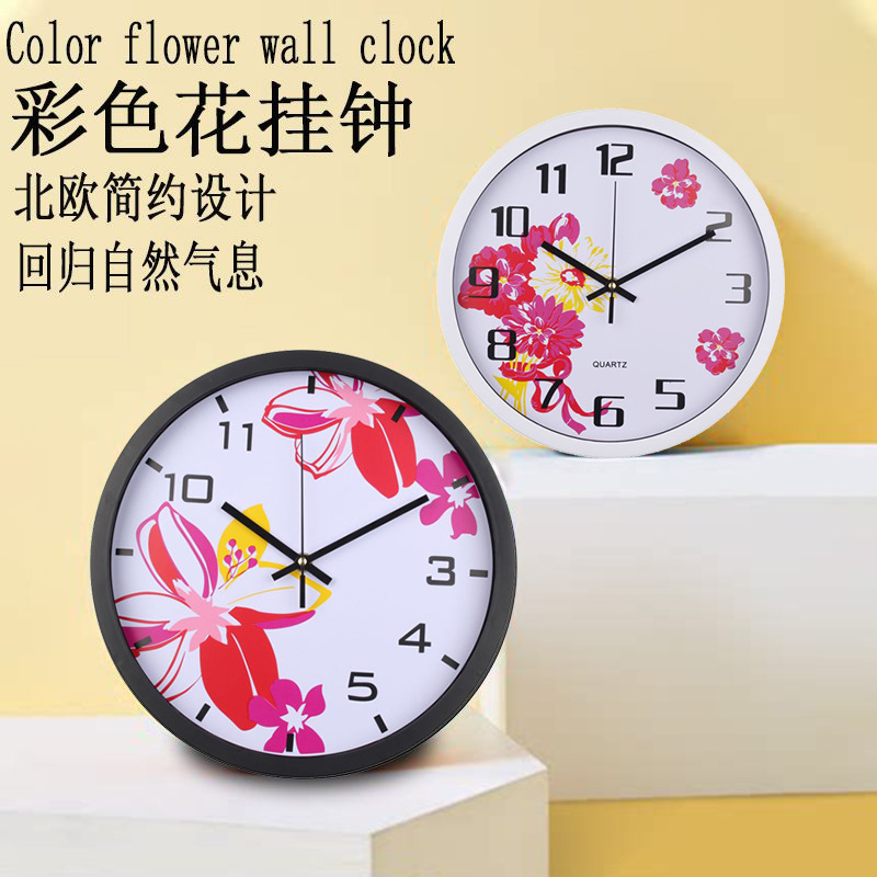 Simple Water Ad Ink Lotus Household Noiseless Hanging Clock Living Room Creative Clock Factory Wholesale Can Pass 65 CPSIA