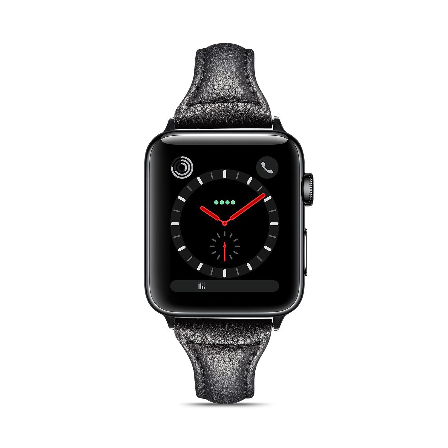 适用于苹果apple手表真皮竹节纹表带t字形防水防汗经典扣式皮表带