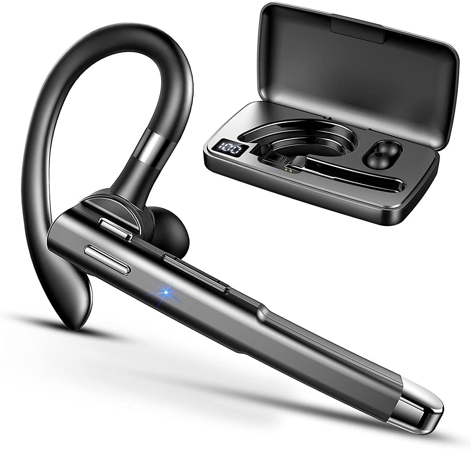 跨境亚马逊新款520商务蓝牙耳机高清enc降噪单耳通话耳机带充电仓