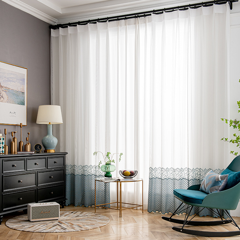 现货跨境绣花窗纱 换季家装纱帘批发 客厅书房餐厅窗