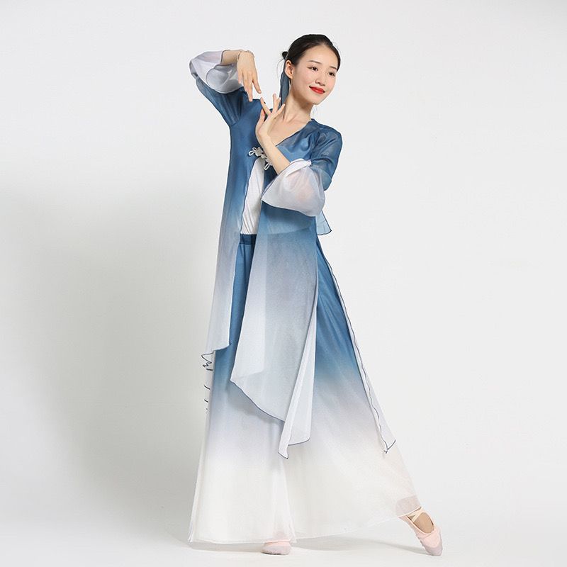 古典舞服装夏纱衣演出服上衣身韵飘逸舞蹈基训开衫长款练功服女