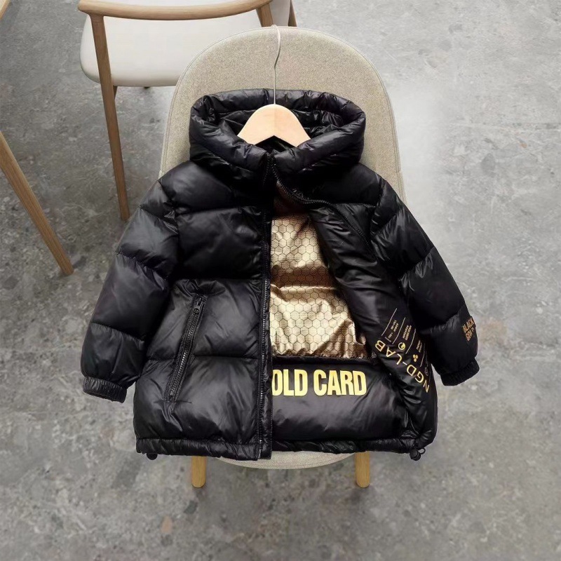 反季儿童黑金羽绒服男童女童中大童秋冬保暖加厚短款外套韩版童装