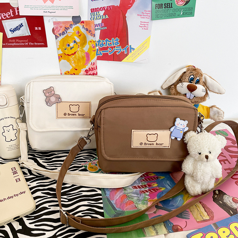 春季新款日系小熊包包甜美可爱少女风单肩包原宿森系小清新斜挎包