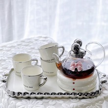 玻璃花茶壶套装高颜值英式花茶杯2023新款下午茶具耐高温蜡烛加热
