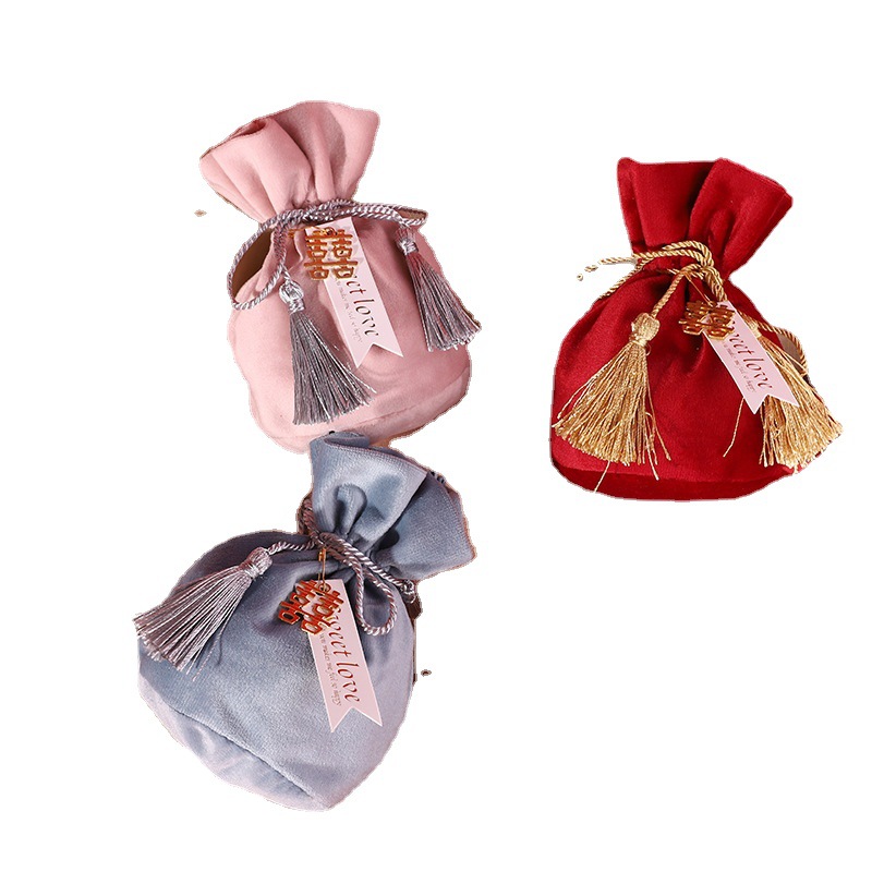 New Wedding Candies Box Wedding Velvet Wedding Candy Bag Return Gift Flannel Bag Wedding Partner Gift Box Gift Packaging Drawstring Bag