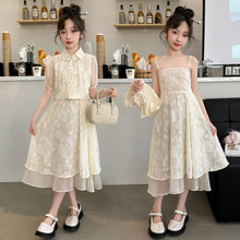 中大童夏季童装新中式女童中国风套装夏款唐装裙子两件套跨境代发