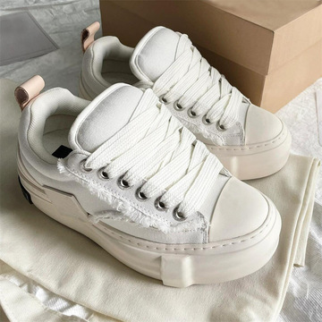 吴建豪新款牛轧糖帆布鞋女关晓彤同款厚底乞丐面包鞋情侣休闲布鞋