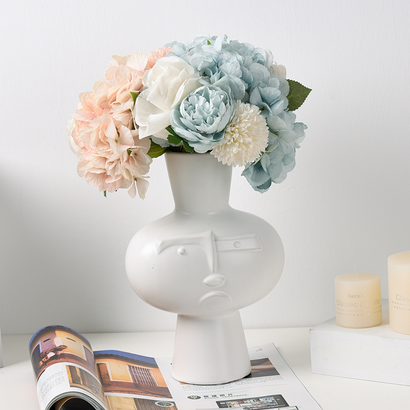 Ceramic Vase Abstract Face Dried Flower Flower Arrangement Flower Ware Creative Showroom Home Decorative Jewelry Decoration