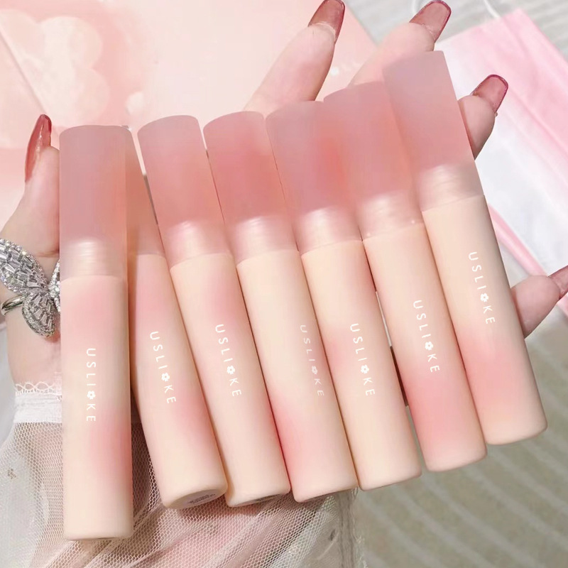 Cotton Candy Lip Balm Matte Lip Gloss Lipstick Niche Brand Lip Mud Autumn and Winter Female Students Soft Mist Lasting No Stain on Cup