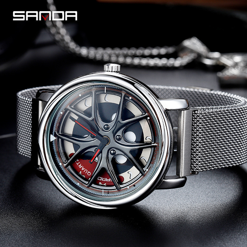 三达旋转手表男简约酷女学生帅气石英表