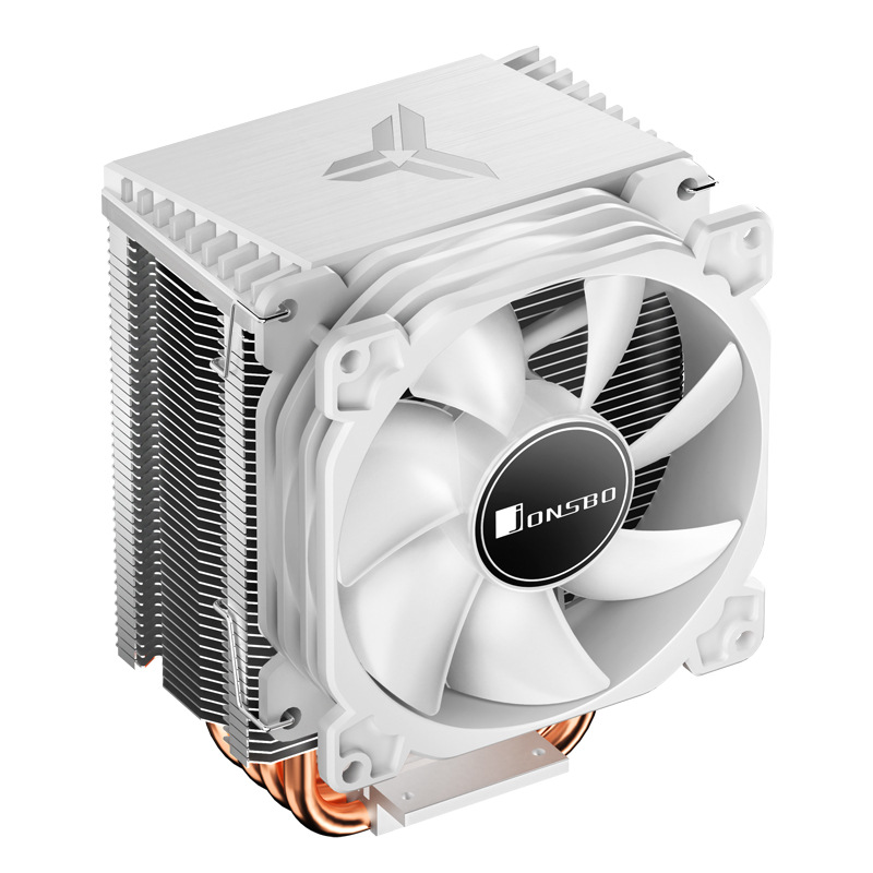 乔思伯cr1400白色4pin自动变色温控塔式9cm四热管cpu散热器风扇