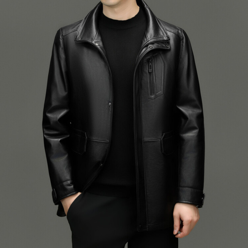 海宁牛皮皮真皮皮衣男皮夹克皮羽绒服外套冬季短款加厚新款男装