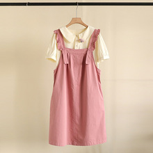 森女日系背带裙两件套女裙2024年夏季法式甜美小个子绿色连衣裙