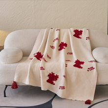 龙年限定毛毯针织毛巾绣毯子跨年礼物加厚沙发盖毯绒毯卧室小毯子
