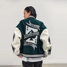 Spring and Autumn New Poker Embroidered Baseball Jacket跨境