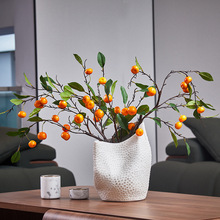 仿真橘子带叶9果小桔子柑橘树枝美好寓意客厅装饰假花发财果摆件