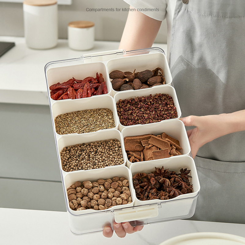 Strictly Selected Eight-Compartment Kitchen Divided Storage Box Frozen Meat Compartment Box Hot Pot Ingredients Storage Box Moisture-Proof Sealed Box