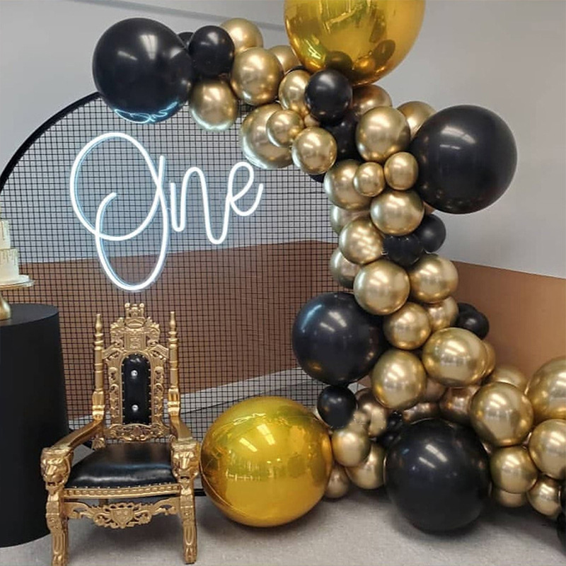 Holiday Party Party Layout Background Hot Sale Black Gold Series Balloon Chain Combination Balloon 110 Balloon Set