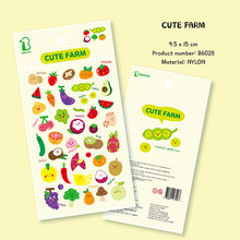 跨境韩国BONITO美味水果B6028蔬菜表情素材装饰尼龙手账贴纸