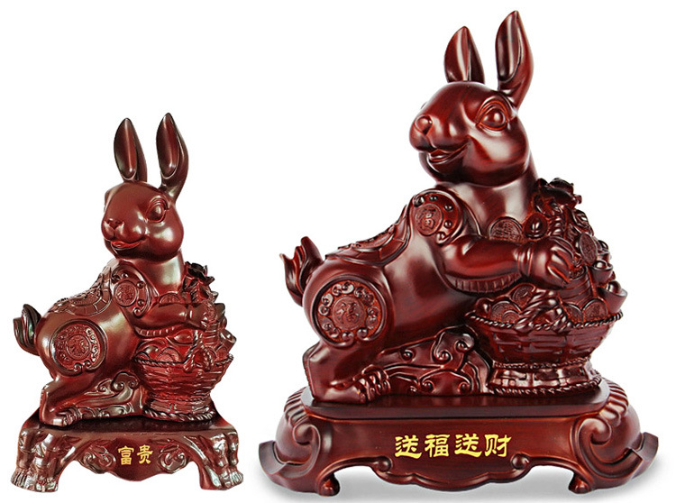 树脂电镀金十二生肖兔摆件玉兔家居乔迁办公室招财风水吉祥物批发