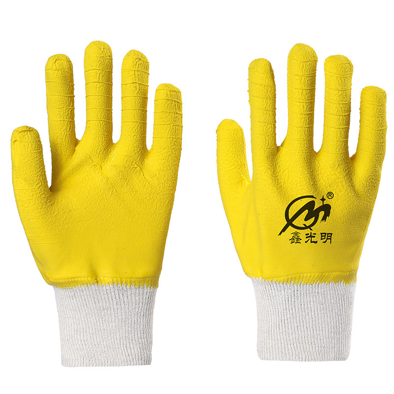 Flannel Two-Color Semi-Hanging Gloves Latex Foam Gloves Comfortable Non-Slip Protective Gloves Wear-Resistant Styrofoam Wrinkles