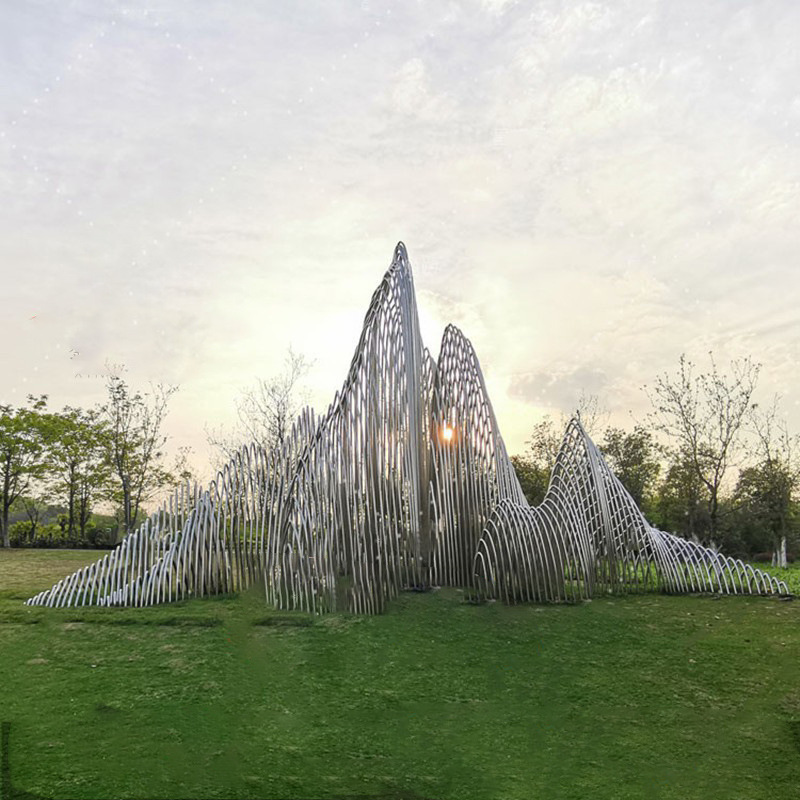 不锈钢圆形假山异形造型金属镂空大型水景园林景观酒店装饰室内