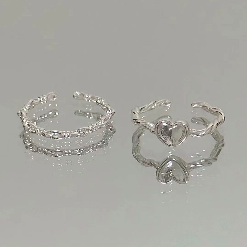 极简女款戒指设计小众甜心扭纹编织戒指爱心戒指简约指环