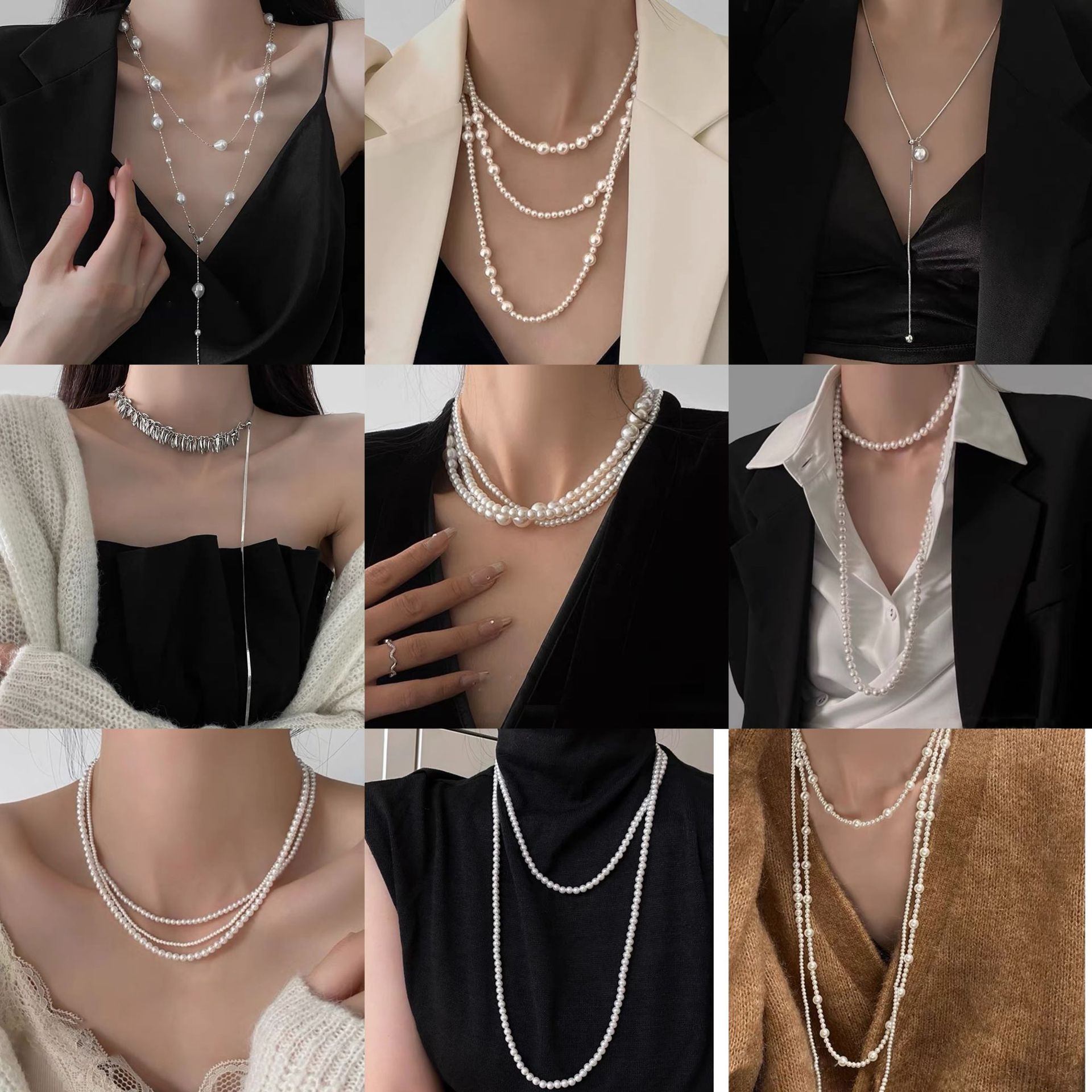 irregular long pearl necklace french style light luxury elegant sweater chain niche simple high sense necklace wholesale for women