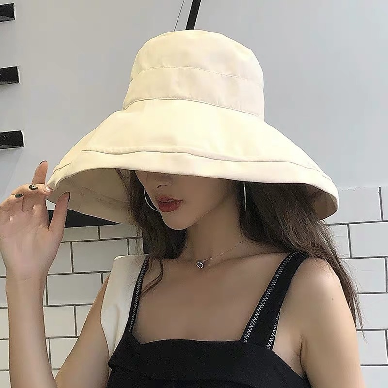 peach skin fisherman hat female summer japanese style flat brim outdoor sun protection sun hat foldable big brim seaside hat