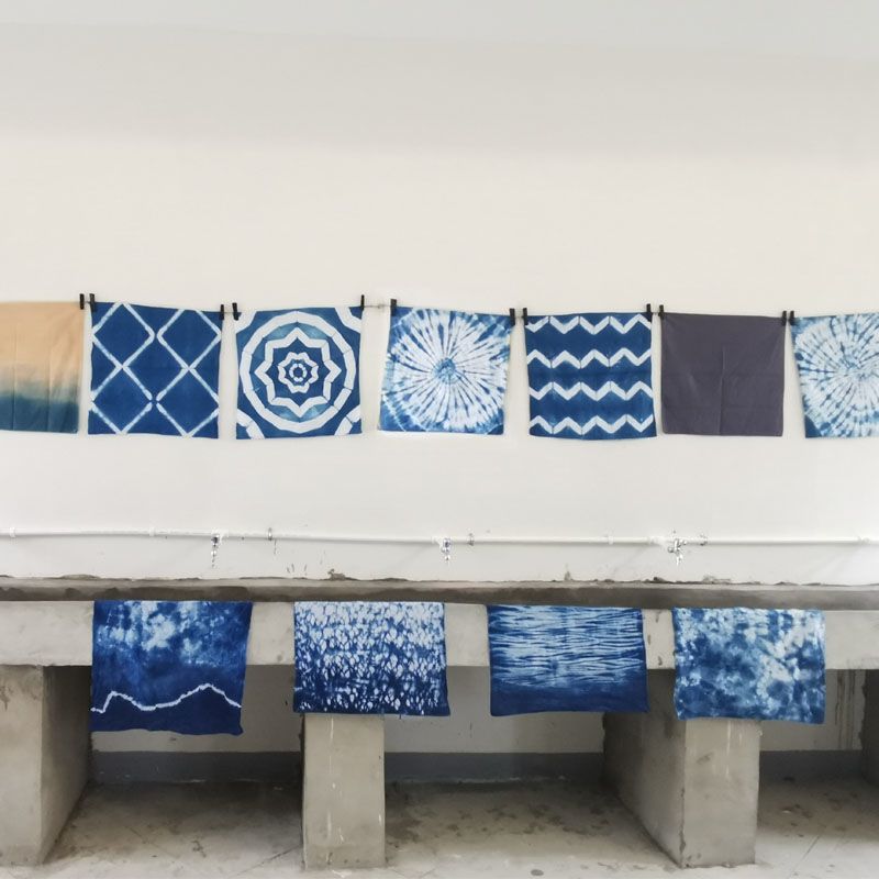 蓝靛染料植物染专用小方巾纯棉扎染蜡染印染手帕diy布木蓝染布