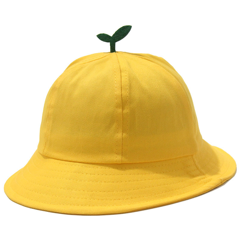 Bucket Hat Children's Yellow Cap Printed Logo Sun Hat Cute Kindergarten Student Maruko Hat Female Summer