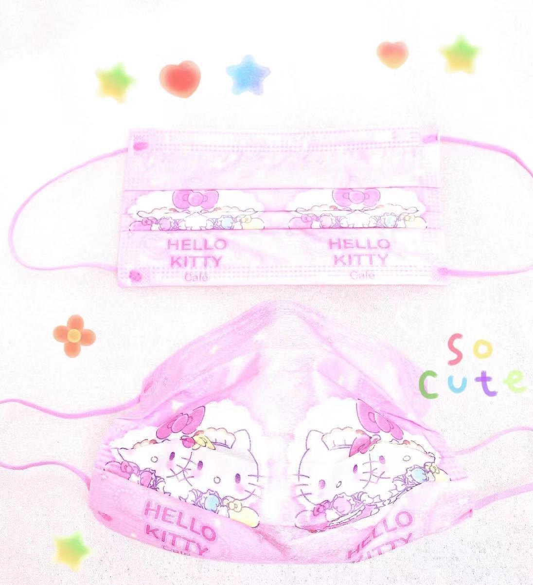 新款kitty猫可爱爱心口罩成人 台湾设计师face mask卡通印花