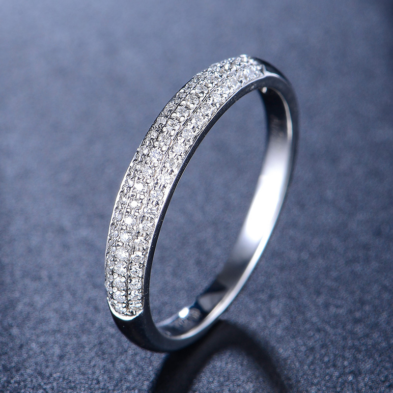 钻戒女18k金时尚镶钻戒指满天星白金排钻对戒优雅钻石女士戒指