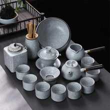 批发月白汝窑功夫茶具套装家用可养开片泡茶器防烫侧把壶陶瓷茶杯