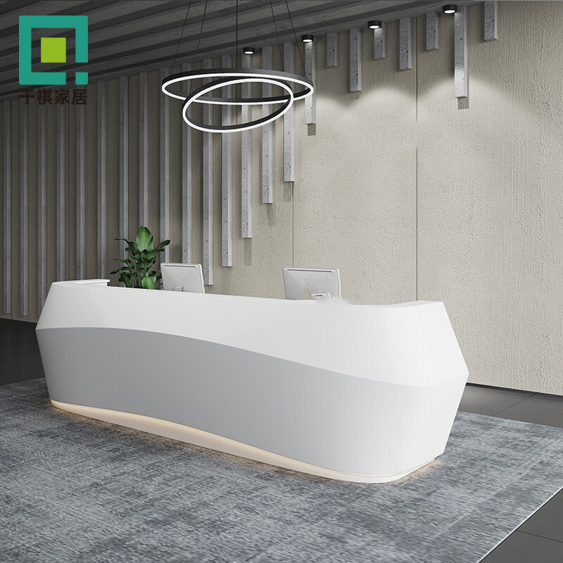 玻璃钢发光前台大堂咨询服务接待台个性商场异形收银台休闲吧台