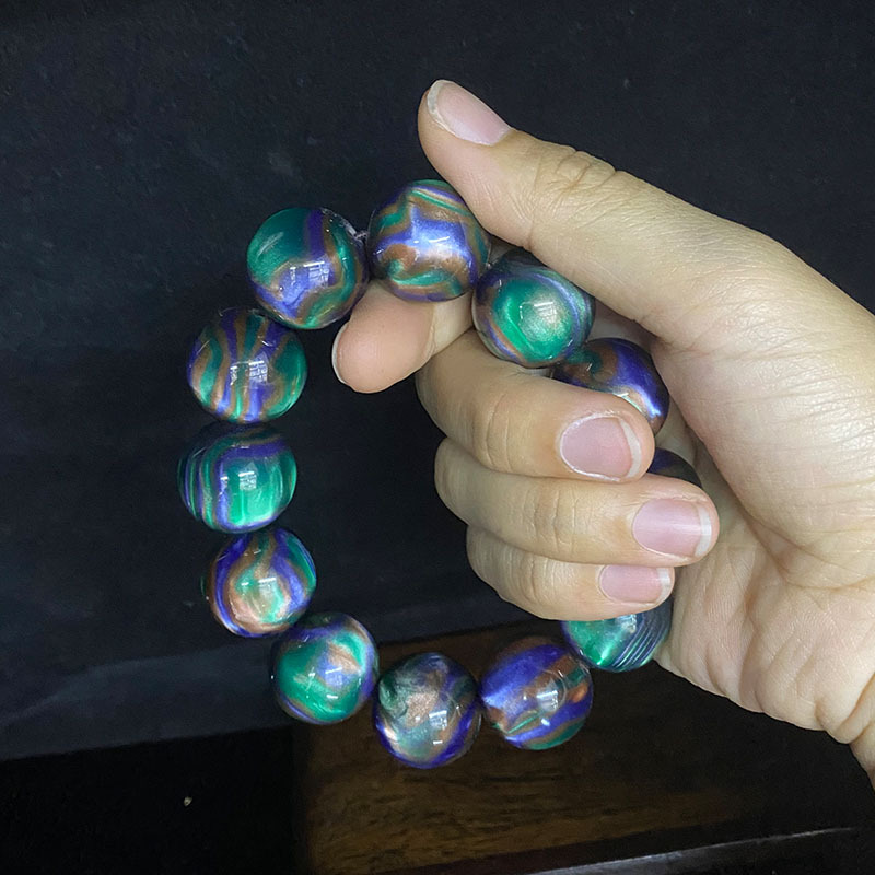 彩色海柳手串 108颗彩虹眼佛珠文玩手串地摊展会景点直播礼品批发