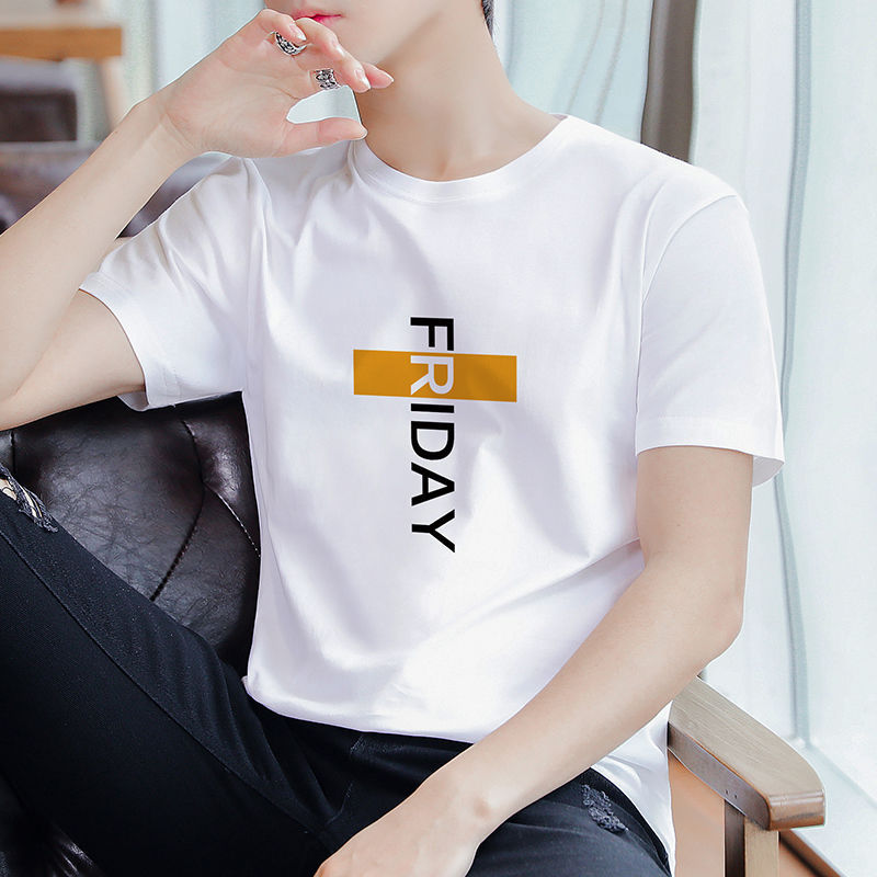 short-sleeved men‘s t-shirt summer half sleeve menswear t-shirt clothes fashion brand korean style trendy student undershirt trendy t-shirt