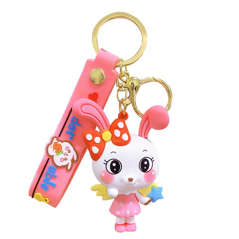 Cartoon Rabbit Cute Silicone Doll Keychain Pendant Bugs Bunny Doll and Bag Car Small Ornaments Couple Gift