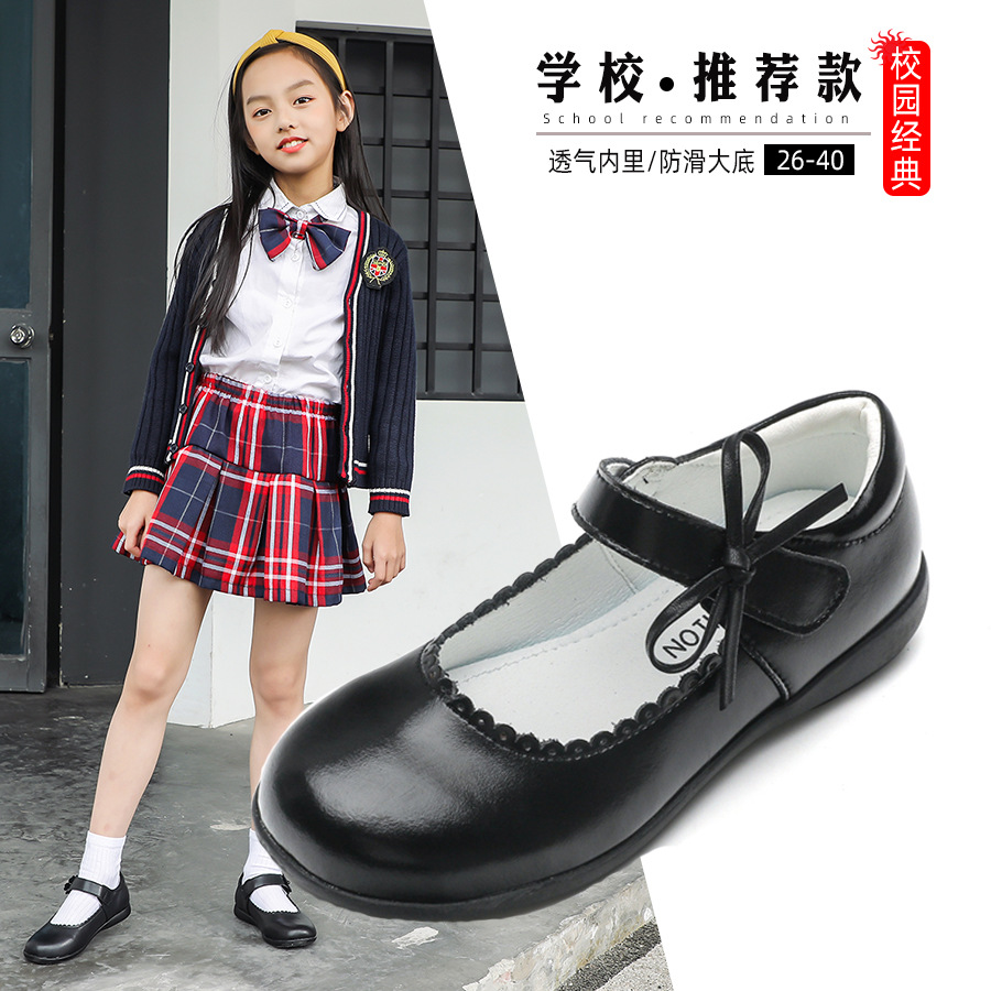 女童黑色小皮鞋2021春夏款英伦校园学生鞋单鞋儿童演出豆豆公主鞋