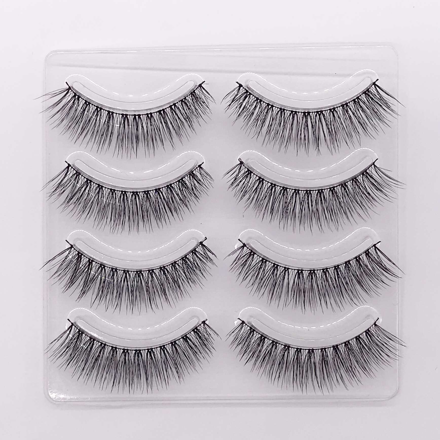 New Four Pairs of Nude Makeup Sharpened False Eyelashes Internet Celebrity Daily Makeup Long Hand Hair Eyelash