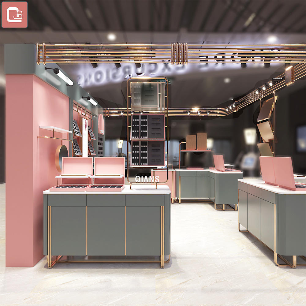 整店定制项链耳环饰品展示架精品首饰陈列架优品展示柜中岛柜