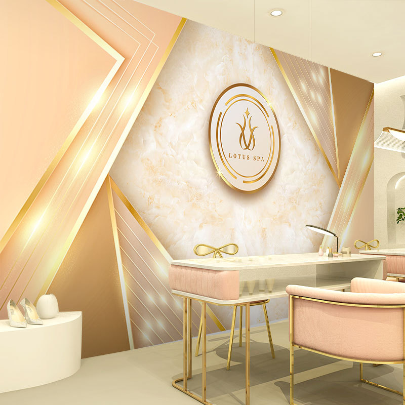 北欧ins风墙纸轻奢网红美容院壁布美发美妆店直播背景墙壁纸