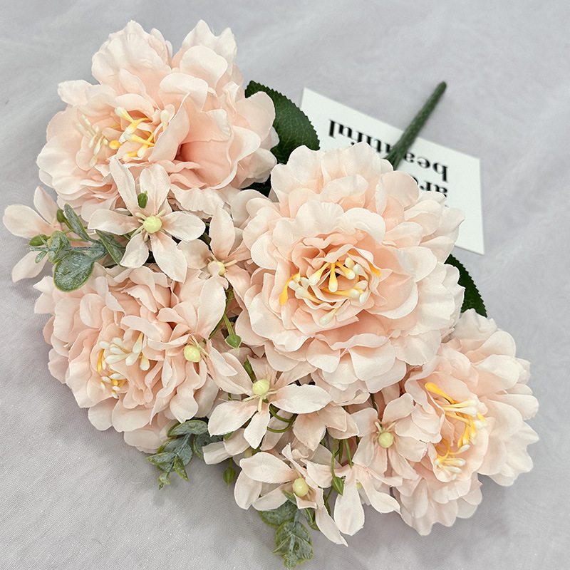 7 Fork Lily Peony Multi-Color Artificial Flower Wedding Flower Arrangement Landscape Layout Decoration Dress up Background Wall Fake Flower Silk Flower